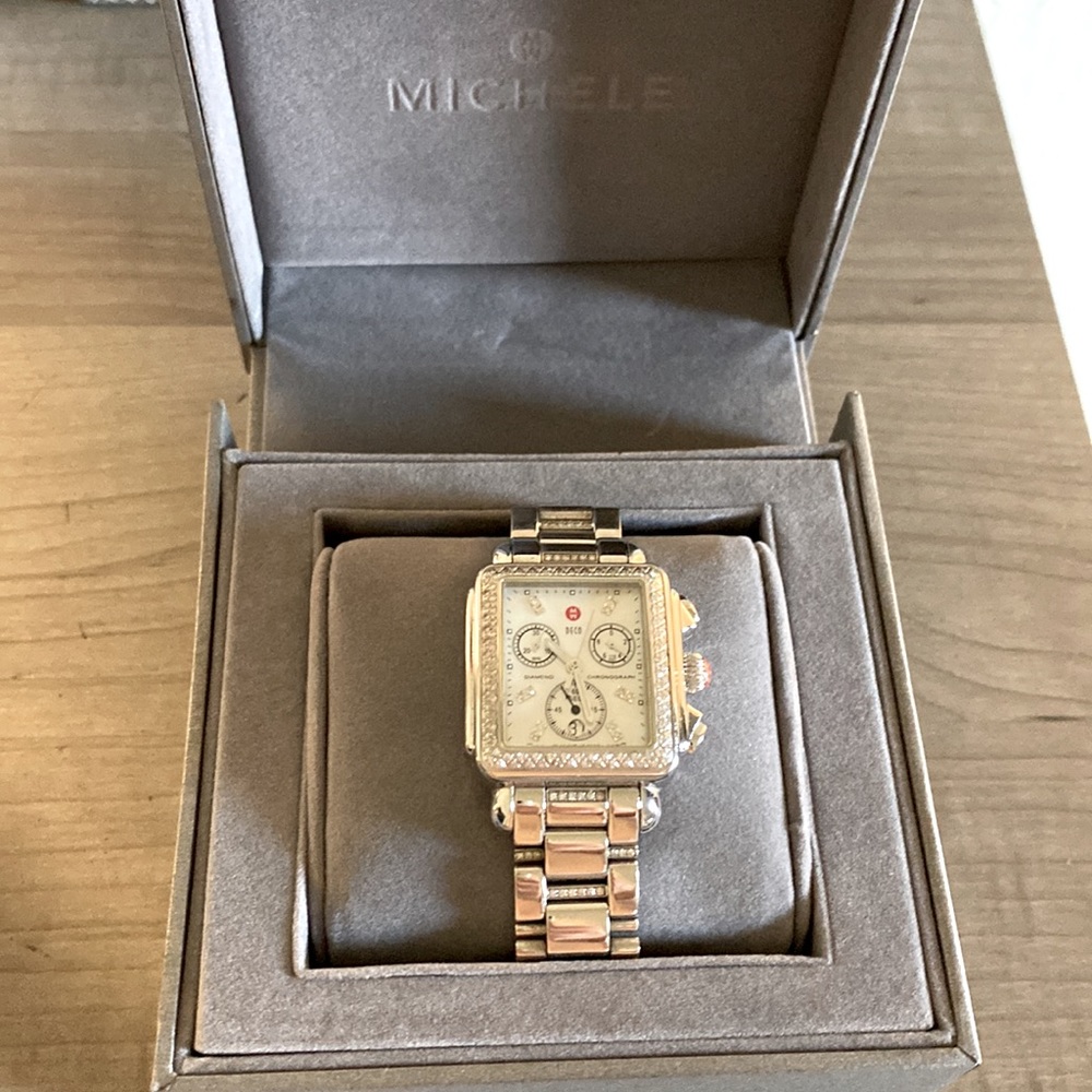 Michele Deco Stainless Steel watch with diamonds